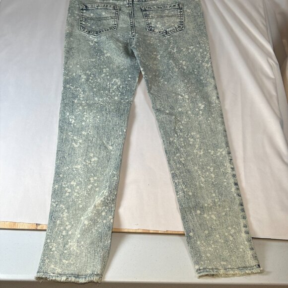 Girls Size 14 Acid Wash Denim Straight Leg Raw Fringe Bottom Trendy Y2K Fun NWT - Picture 12 of 13
